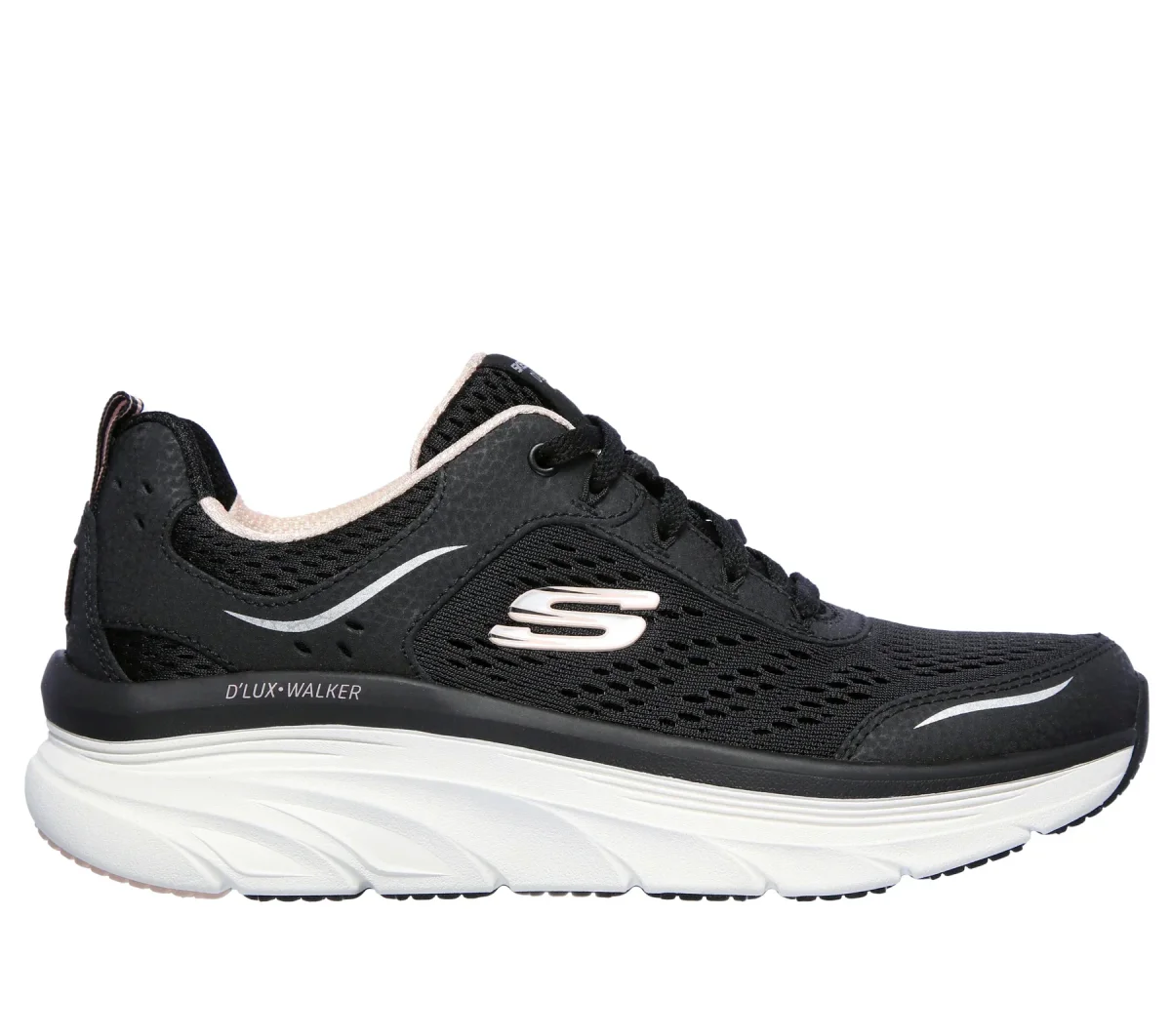 Skechers D'Lux Walker Nero Rosa Scarpe Donna Sportive Sneakers 149023 BKPK