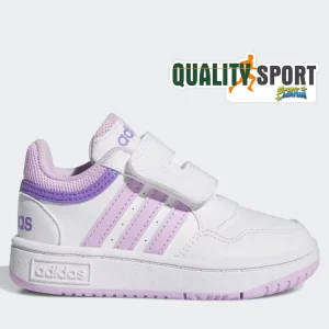 Adidas Hoops Bianco Rosa Lilla Scarpe Infant Bambina Sportive Sneakers IF7734