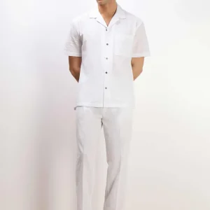 CAMICIA COLLO BOWLING MEZZA MANICA CON TASCHINO BIANCO