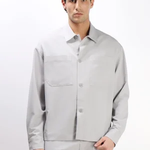 OVERSHIRT TESSUTO MORBIDO GRIGIO GHIACCIO