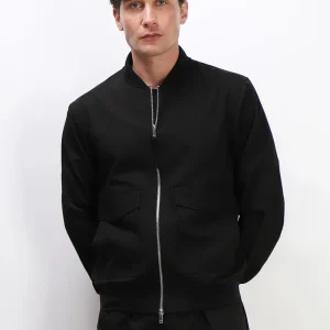 GIUBBOTTO BOMBER CON DOPPIA TASCA NERO