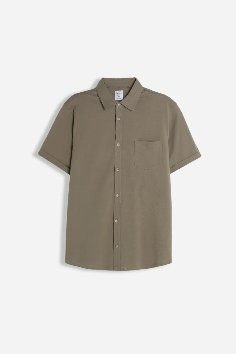 CAMICIA MEZZA MANICA IN JERSEY FANGO